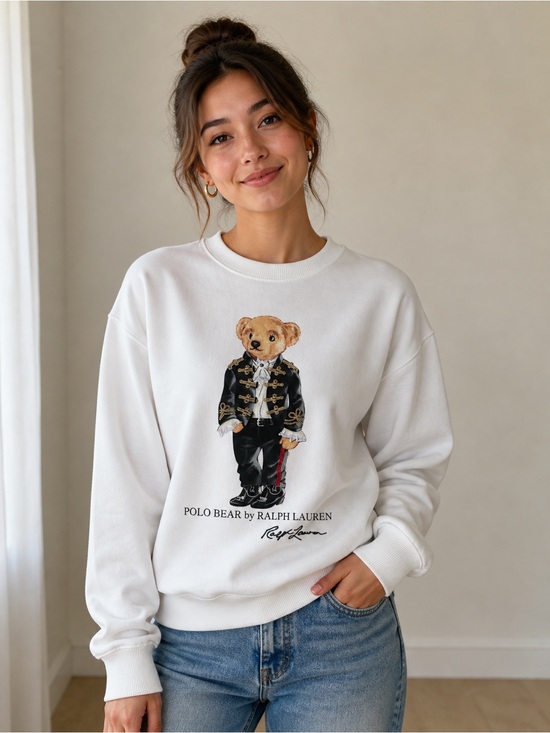 Ralph Lauren Sweaters - Ralph Lauren White Polo Bear Crewneck Sweatshirt